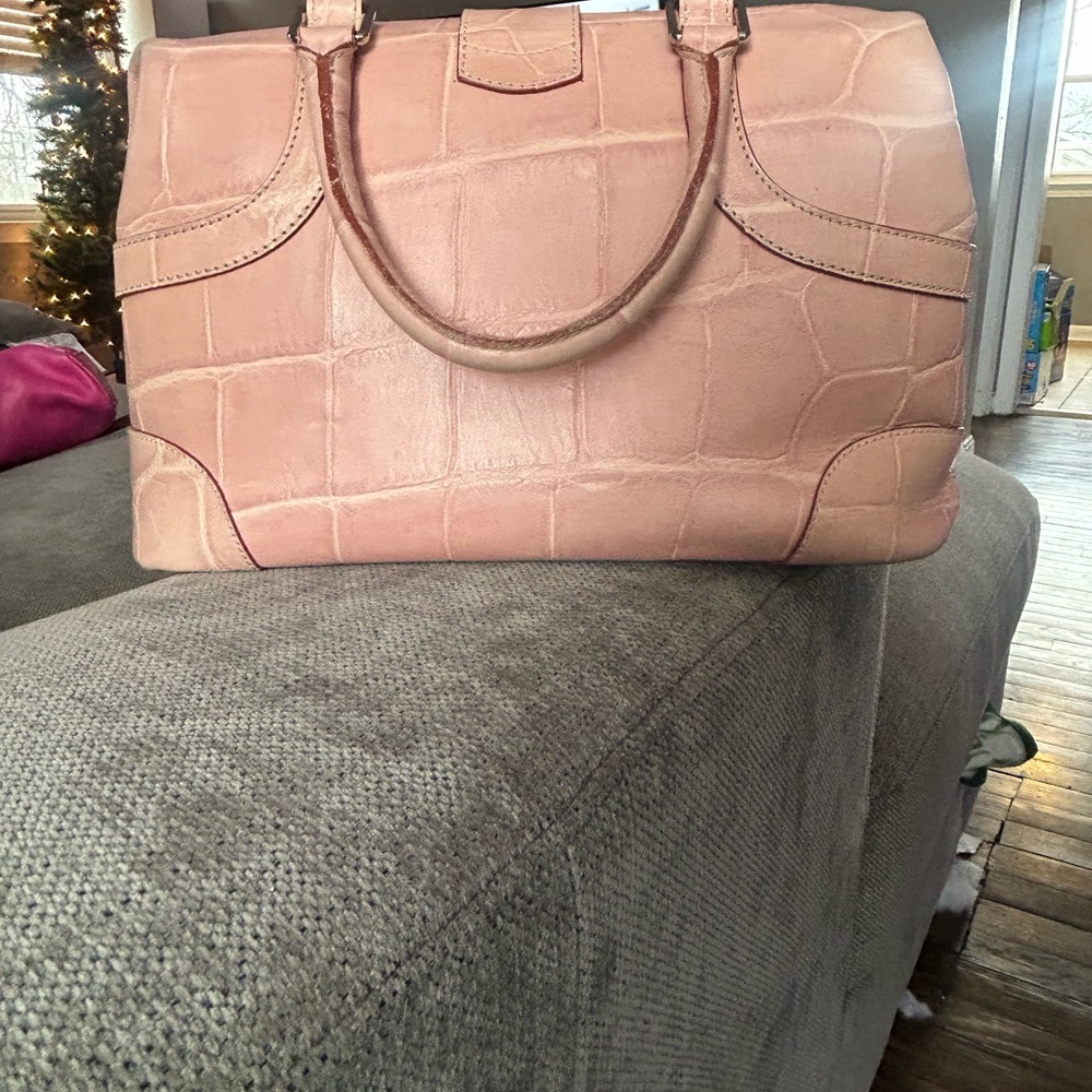 Dooney and bourke pink croc embossed doctor satchel - Picture 2 of 5